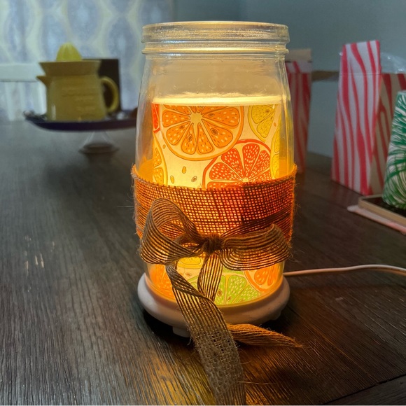 Pink Zebra Accents Pink Zebra Lemon Mason Jar Simmer Warming Light With Antique White Base